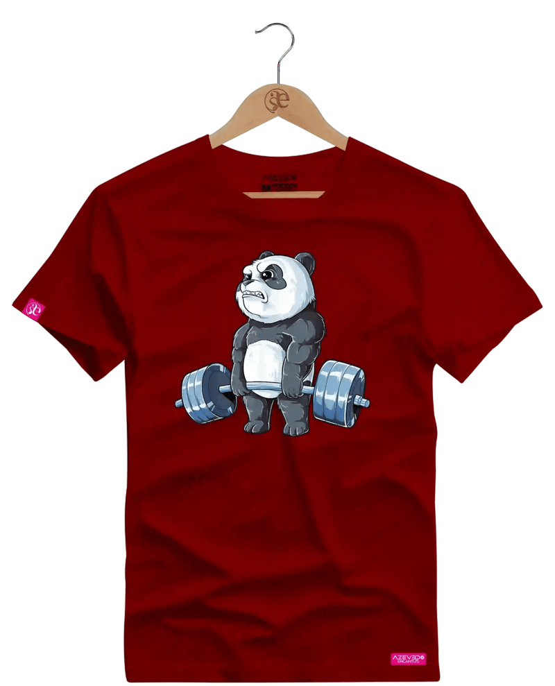Camiseta Algodão Premium Estampa Urso Panda Fitness - Azevedo Encantu's