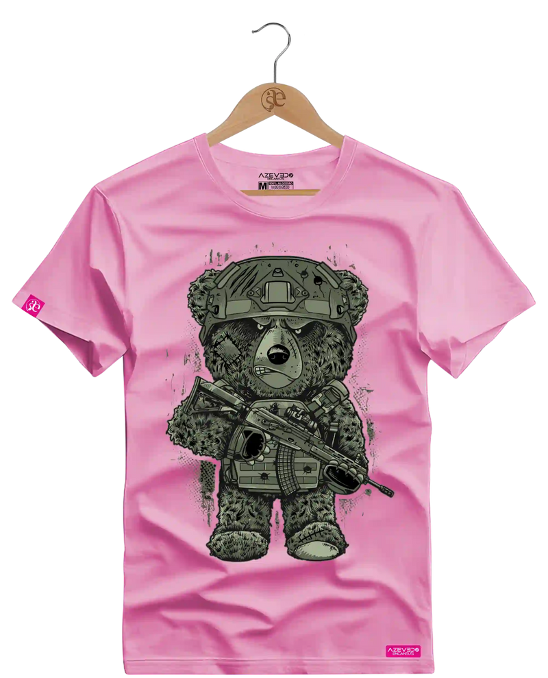 Camiseta Algodão Premium Estampa Urso Soldado - Azevedo Encantu's