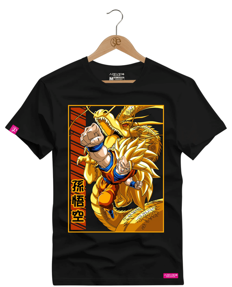 Camiseta Algodão Premium Goku Dragão - Azevedo Encantu's